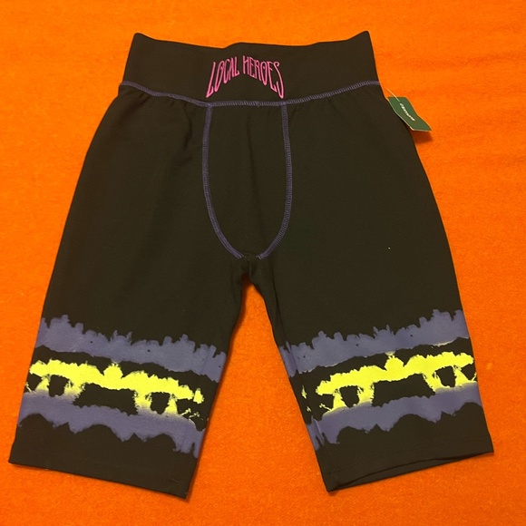 Local Heroes black fantasy colourful seams biker short NWT - Picture 3 of 9